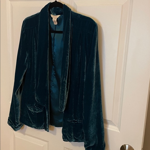 Sundance Teal Velvet silk Jacket Shawl Collar Pockets Women’s 6 - Picture 5 of 8